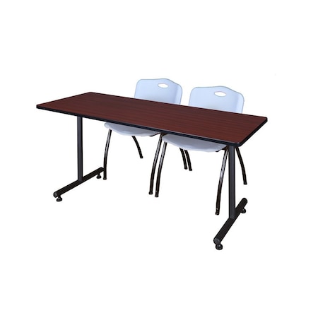 Kobe Rectangle Mobile table, 72" W, 72" H, Laminate Top, Mahogany MKTRCT7224MH47GY